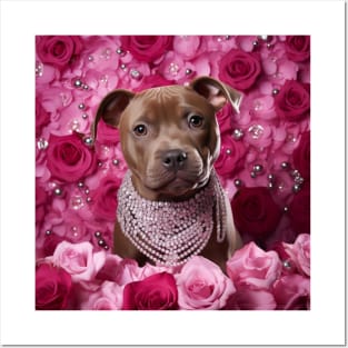 Staffy And Roses Posters and Art